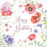 Postkarte Happy Birthday, Mohnblumen