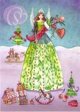 Postkarte Elfe mit Nikolausstiefel