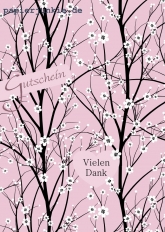Postkarte Gutschein Kirschblüte auf Rosa, Vielen Dank