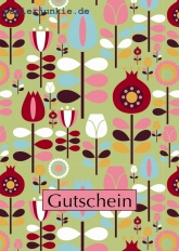 Postkarte Gutschein, 70er Garten