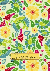 Postkarte Gutschein, Blumenornament