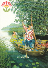 Postkarte Frauen im Boot