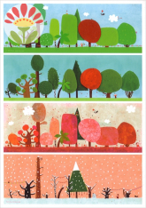 Postkarte Wald, Jahreszeiten