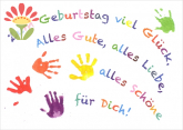 Postkarte Zum Geburtstag viel Glück, Kinderhände