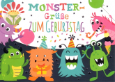 Postkarte Monster-Grüße zum Geburtstag