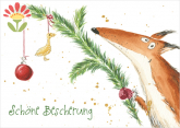 Postkarte Schöne Bescherung, Fuchs mit Tannenzweig