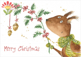 Postkarte Merry Christmas, Eichhörnchen