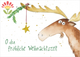 Postkarte O du fröhliche Weihnachtszeit, Rentier