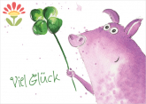 Postkarte Viel Glück, Schwein
