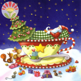 Postkarte Weihnachtsmann schläft in Tasse