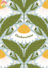 Poskarte Dankeschön, Kamille & Gänseblümchen
