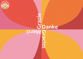 Poskarte Danke mehrsprachig, Retrogeometrie