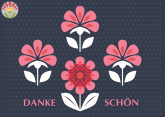 Poskarte Dankeschön, Palmette-Blüten Punkte
