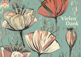 Poskarte Vielen Dank, Vintage Blumenwelt