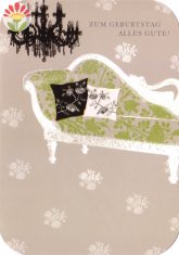 Klappkarte Alles Liebe Zum Geburtstag alles Gute, Sofa