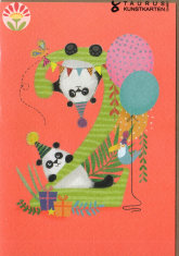 Klappkarte 2. Geburtstag, Pandas
