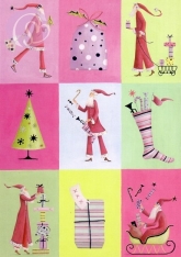 Postkarte Santa Checkerboard
