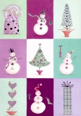 Postkarte Snowmen Checkerboard