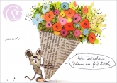 Postkarte Ein Tütchen Blumen für Dich