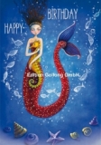 Klappkarte Happy Birthday, Meerjungfrau