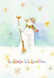 Postkarte Fröhliche Weihnachten, Schneemann