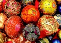 Postkarte Weihnachtskugeln