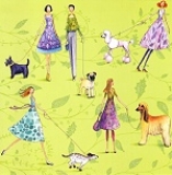 Postkarte Mädchen mit Hunden
