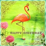 Postkarte Happy Birthday, Flamingo