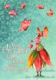 Postkarte Geburtstag, Schmetterlinge