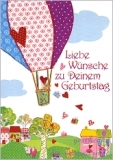 Postkarte Geburtstag, Heißluftballon