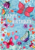 Postkarte Happy Birthday, Schmetterlinge