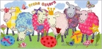 Postkarte Frohe Ostern, Schafe