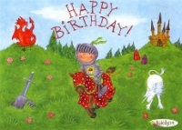 Sticker-Karte Happy Birthday, Ritter