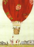 Klappkarte Heißluftballon, rot