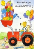 Postkarte Herzlichen Glückwunsch, Traktor