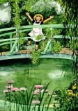 Postkarte Linnea auf der japanischen Brücke