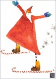Postkarte Weihnachtsmann auf Skier