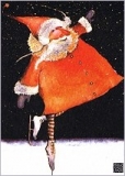 Klappkarte Weihnachtsmann auf Schlittschuhen