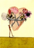 Postkarte Herz mit Blumen %