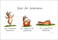 Postkarte Yoga für Osterhasen