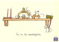 Klappkarte Fun on the mantlepiece