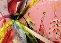 Postkarte Weihnachtsbäume